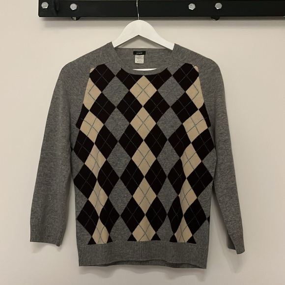 J. Crew Sweaters - J.Crew | Argyle Plaid Crewneck Sweater | Gray/Brown | Size M